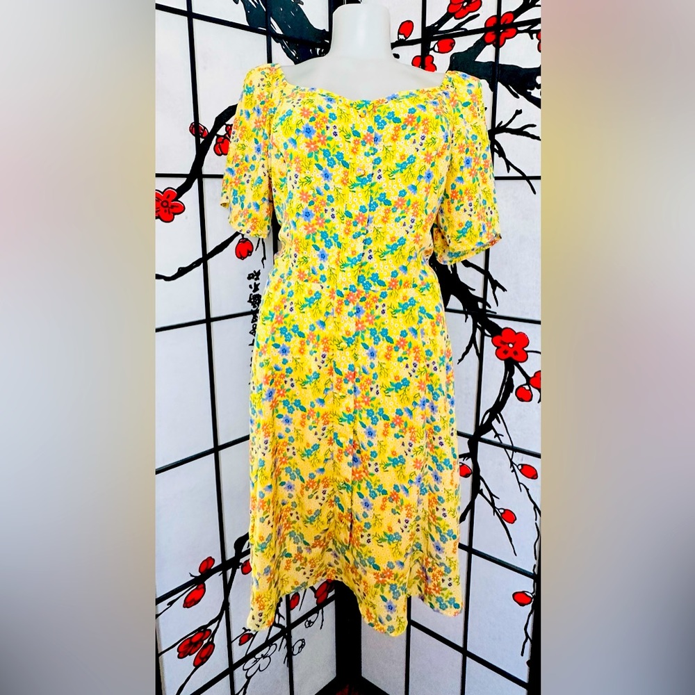 SOLD | Sienna Sky Floral Yellow Dress Sz L